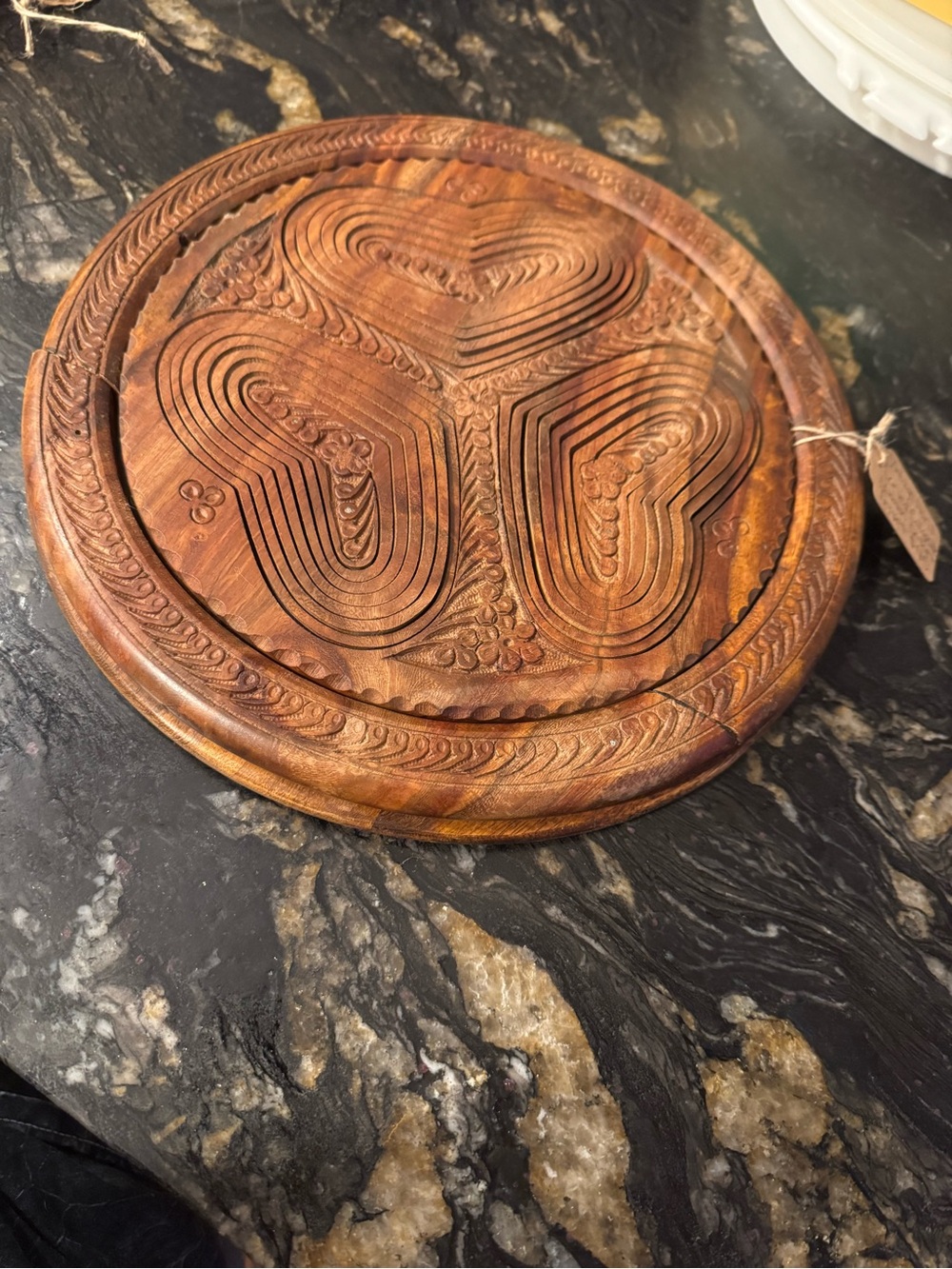 Hand-Carved Wooden Trivet Fruit Basket